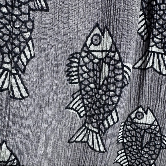 Vintage Chico's Broomstick Maxi Long Skirt Grey Black Fish One Size 90s Y2K - Picture 6 of 14